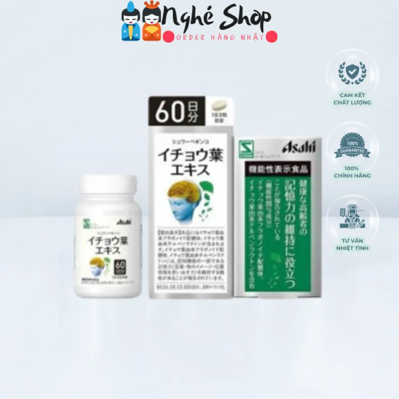 ASAHI - Viên uống bổ não Ginko Biloba 30 ngày