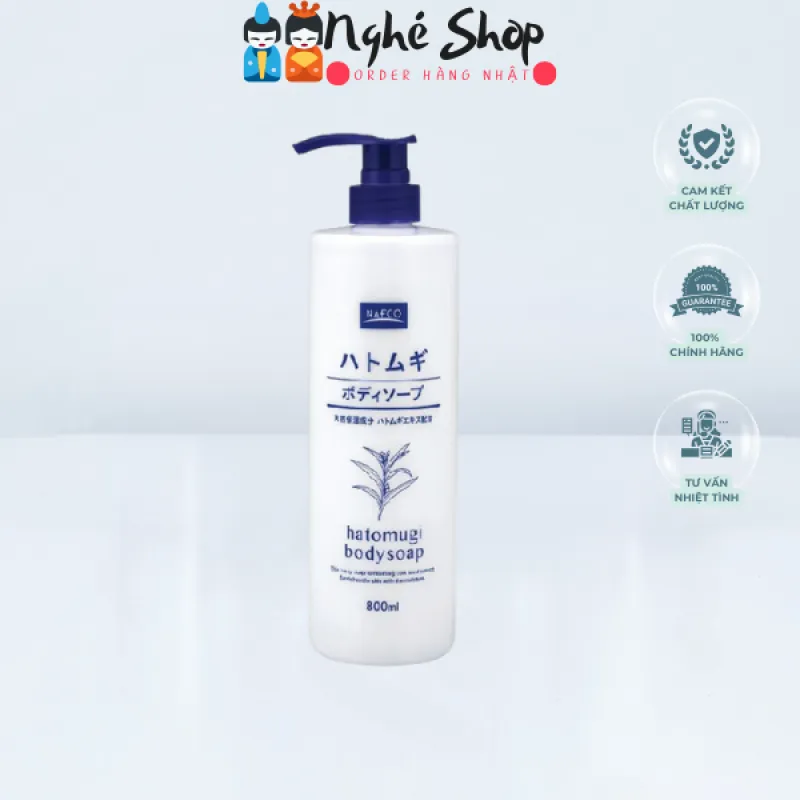 Sữa tắm dưỡng ẩm trắng da Hatomugi Moisturizing Washing 800ml 