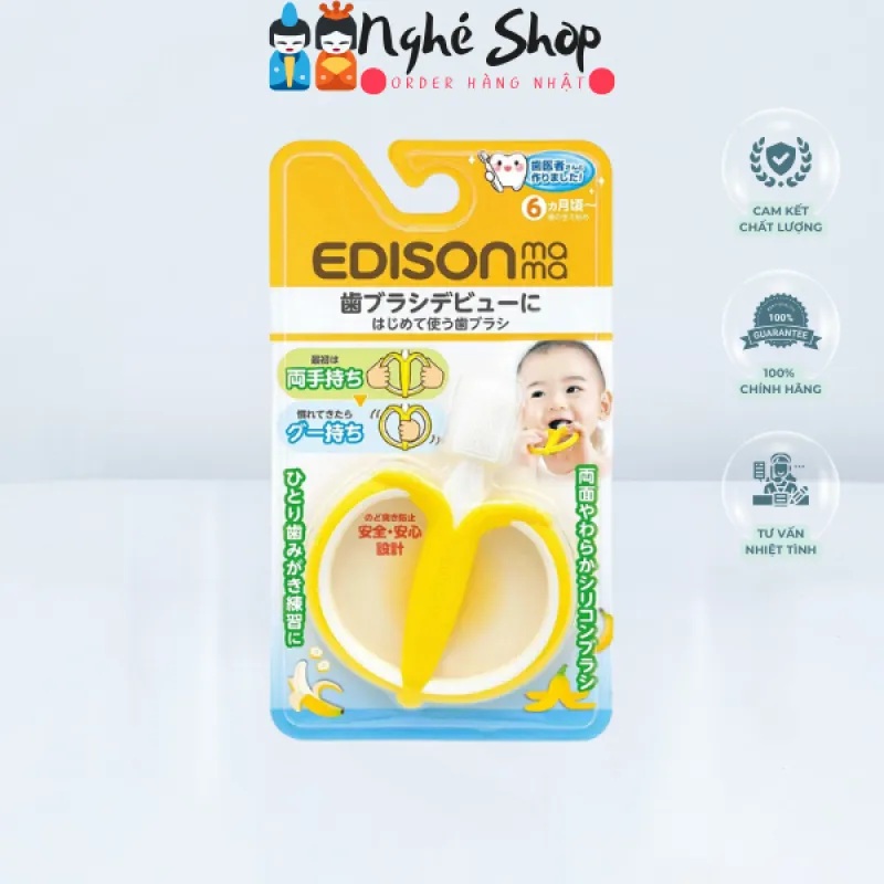 Edison Mama - Bàn chải đánh răng Banana cho bé từ 6 tháng tuổi