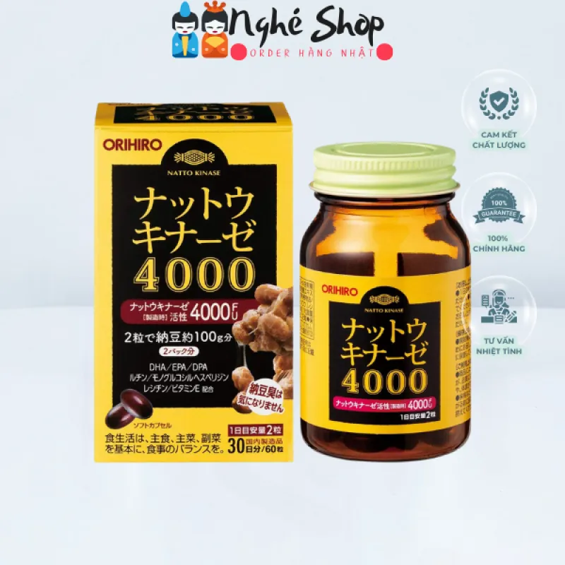 ORIHIRO  - Viên uống chống đột quỵ  Natto Kinaze 4000Fu 30 ngày