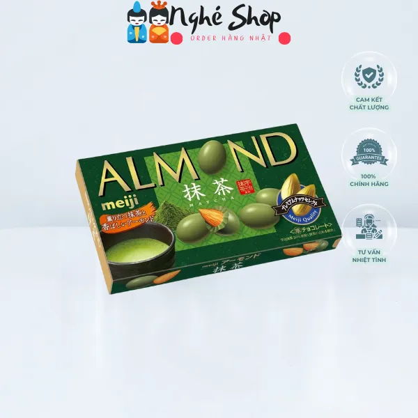 MEIJI - Socola vị hạnh nhân trà xanh  Almond Matcha 58g