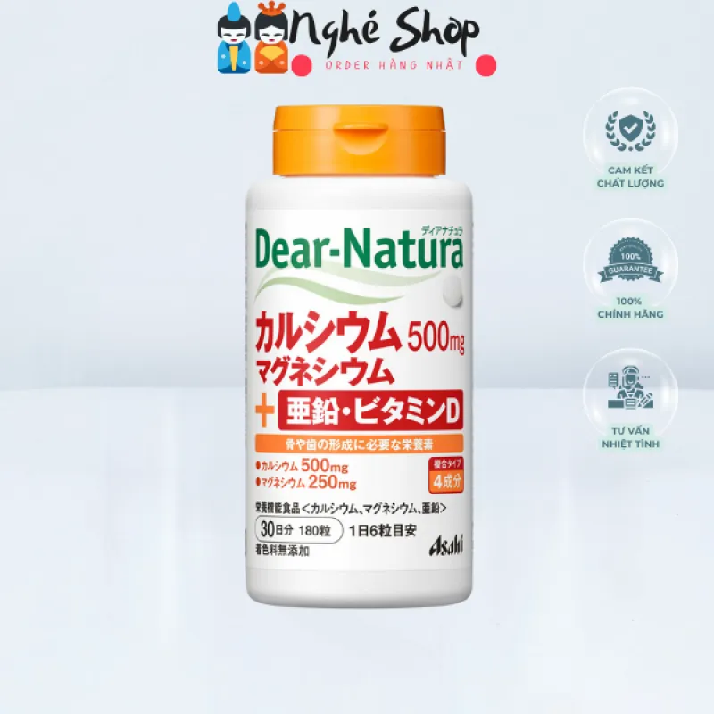 DEAR NATURA - Viên uống bổ sung Canxi Mg Kẽm Vitamin D lọ 30 ngày