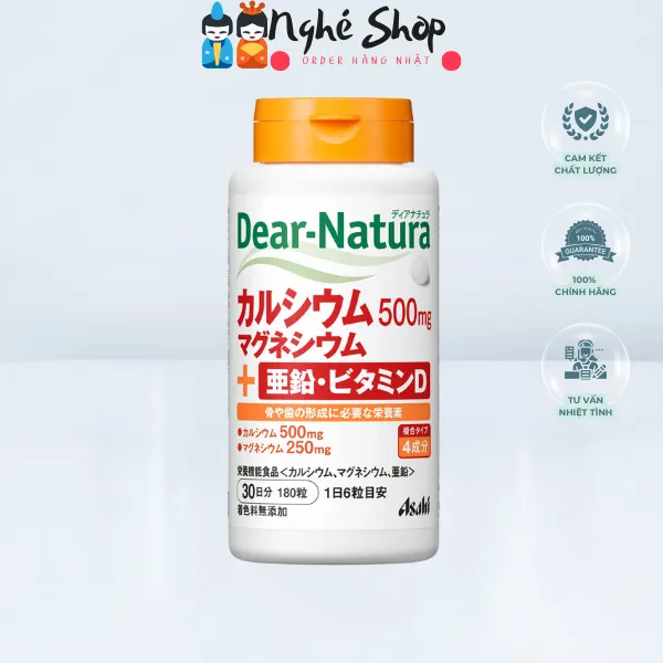 DEAR NATURA - Viên uống bổ sung Canxi Mg Kẽm Vitamin D lọ 30 ngày