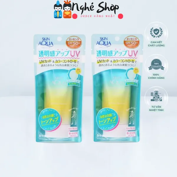 ROHTO- Kem chống nắng nâng tông Skin Aqua Tone Up UV Essence Mint Green SPF50+/PA++++ (xanh lá)