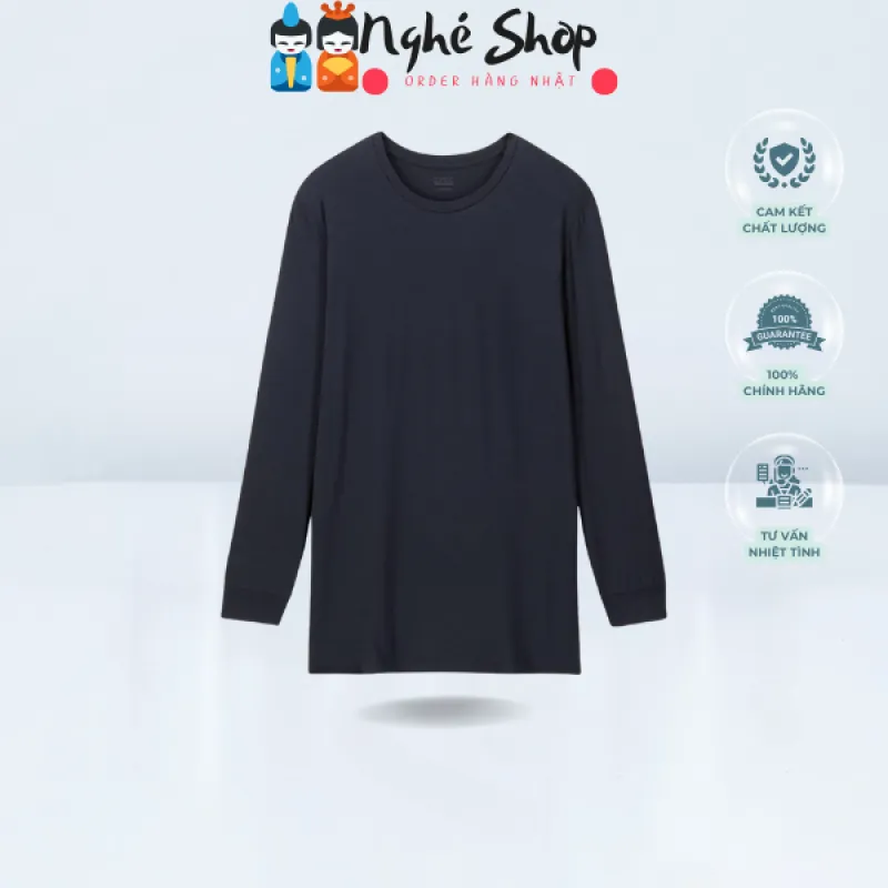 UNIQLO - Áo giữ nhiệt nam cổ tròn  màu Navy size M