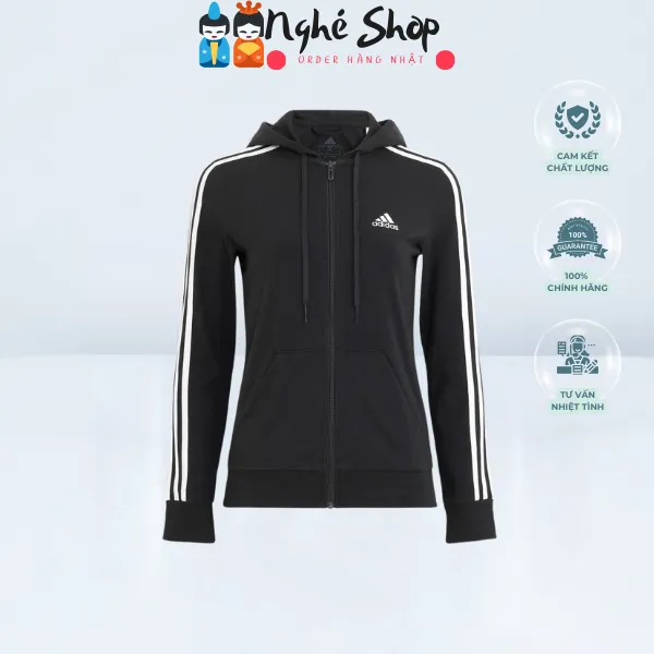 ADIDAS - Áo nỉ nữ hoodie kéo khoá Jersey GL0798