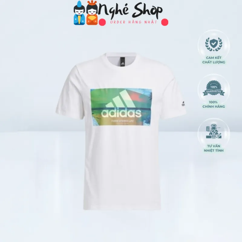 ADIDAS - Áo thun nam trắng Adidas Ocean Graphic IK4286