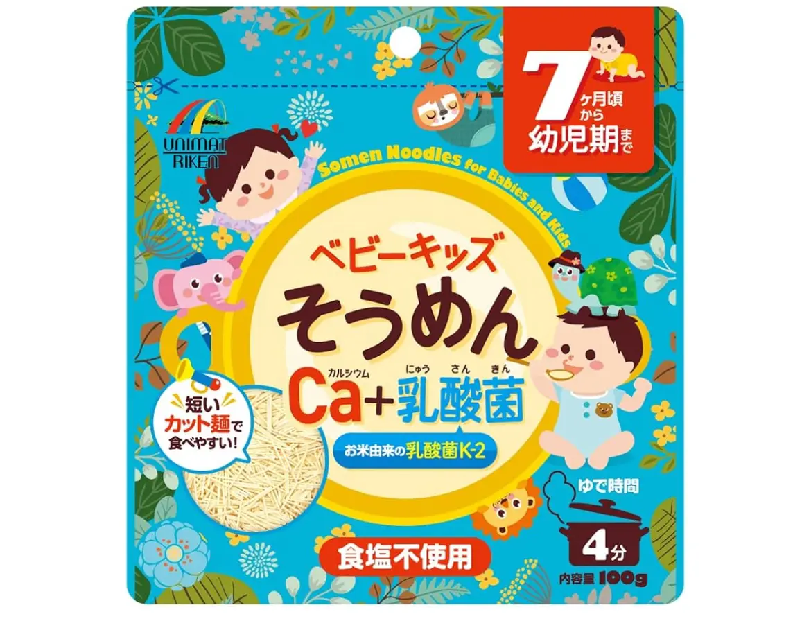 UNIMAT RIKEN - Mì somen sợi ngắn bổ sung Canxi & lợi khuẩn Latctic cho bé từ 7 tháng tuổi