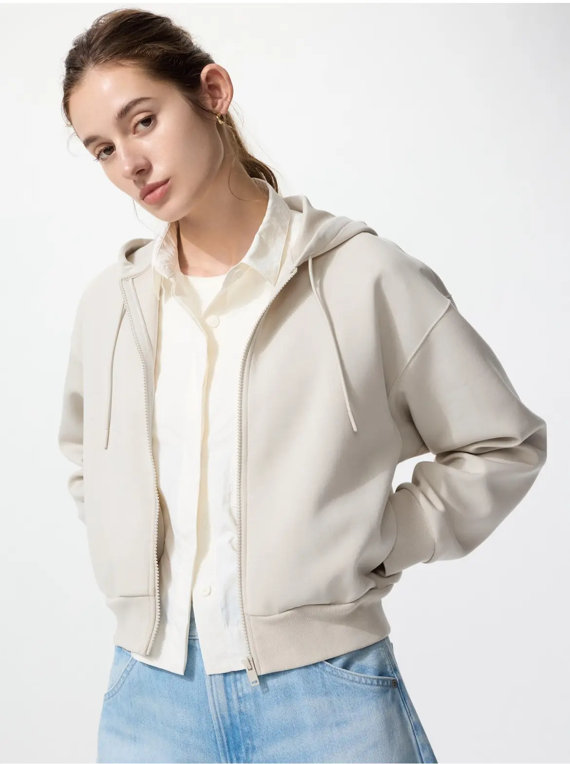 UNIQLO - Áo parka nỉ DRY kéo khoá