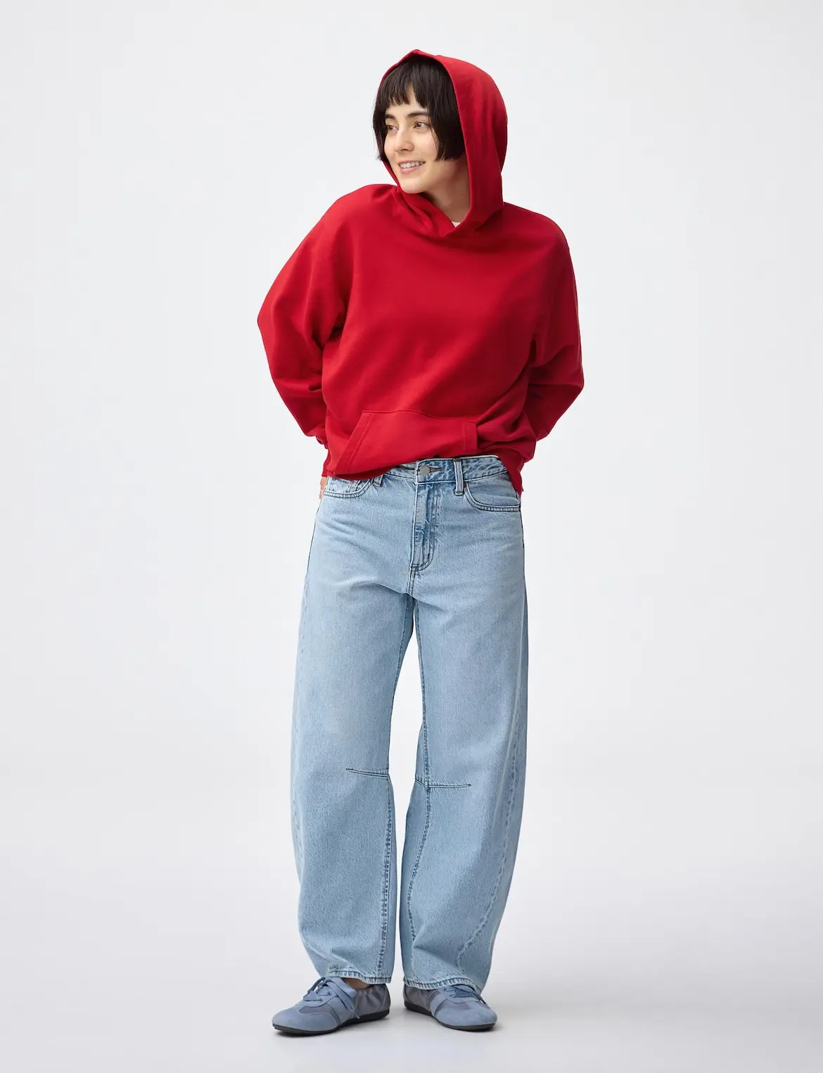 GU - Quần Jeans ống cong Barrel (chiều dài ngắn 68cm)