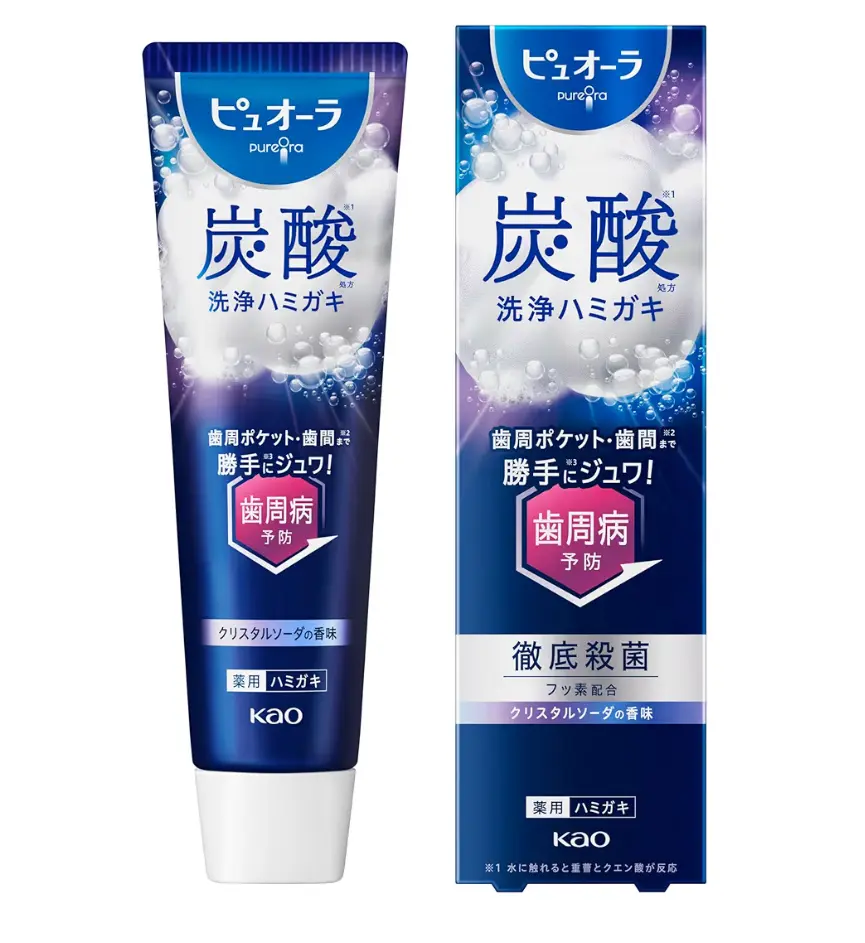 KAO - Kem đánh răng dược liệu chứa bọt ga PureOra Carbonated
