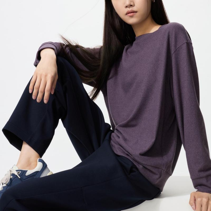 UNIQLO - Áo nỉ giả lông cừu dệt kim mềm cổ tròn