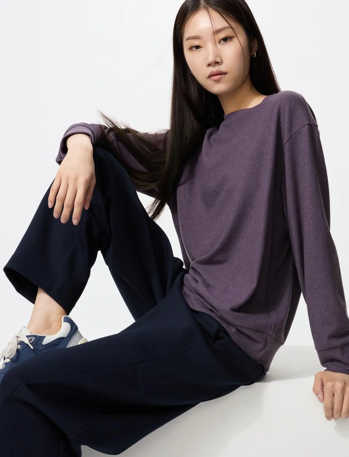 UNIQLO - Áo nỉ giả lông cừu dệt kim mềm cổ tròn