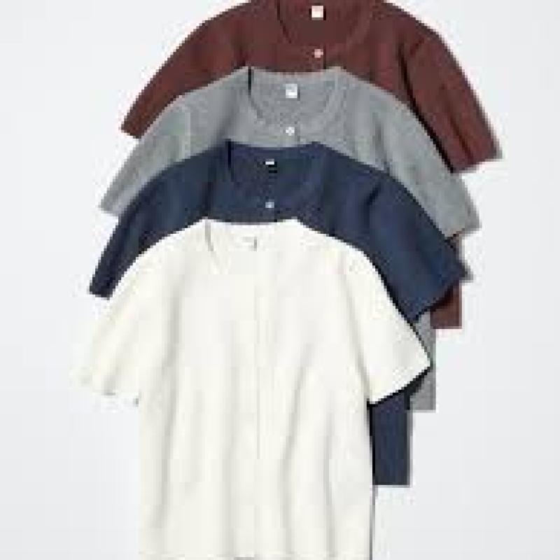 UNIQLO - Áo cardigan nữ cổ tròn viền lươn sóng