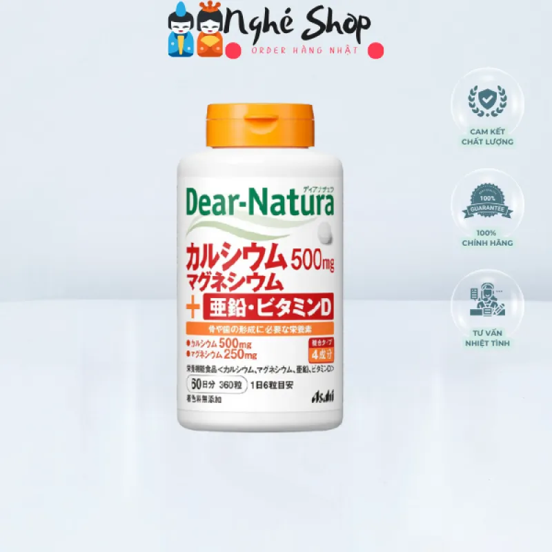 DEAR NATURA - Viên uống bổ sung Canxi Magie Kẽm Vitamin D lọ 60 ngày